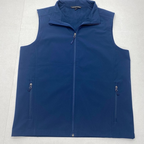 Port Authority Men's Navy Vest Lg. Zip Front Pockets Waterproof Breathable - Picture 1 of 11